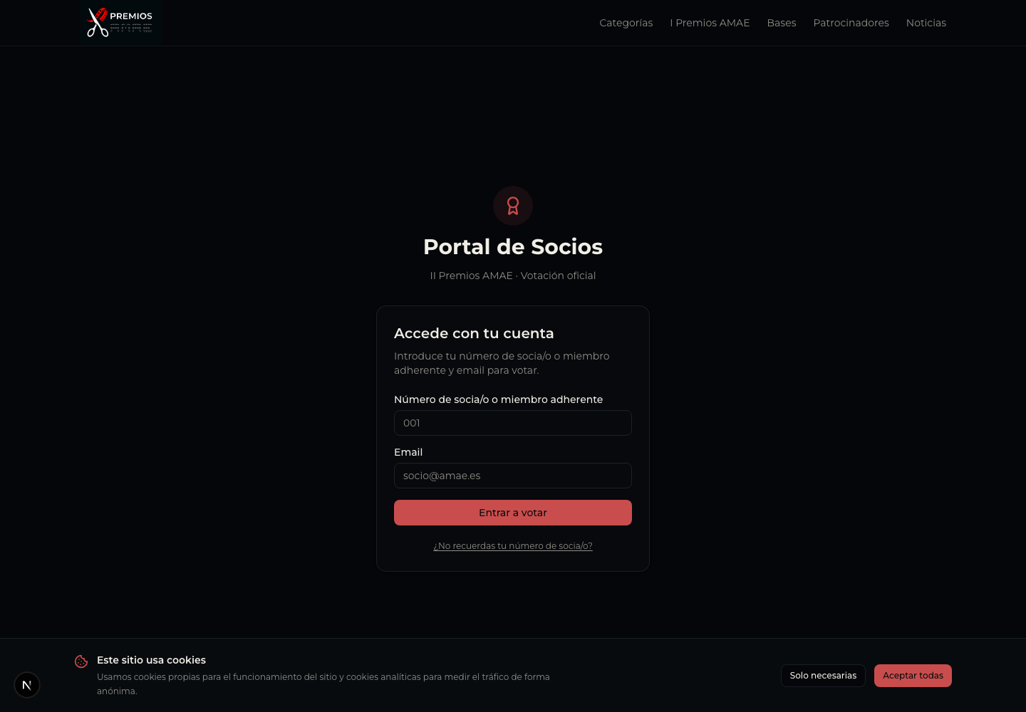 Acceso privado al portal de votación de socios de AMAE