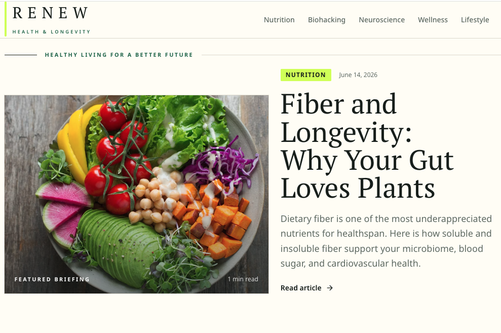 Página editorial de nutrición en RENEW